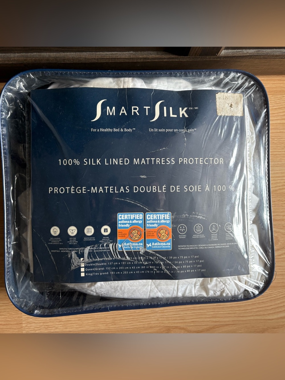 SmartSilk 100% Silk Lined Mattress Protector Mattress Protector NWT